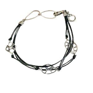 Silpada B2476 Leather Charm Bracelet Sterling Silver Retired